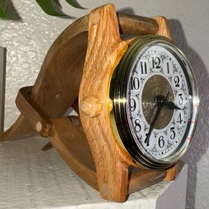 Rare & Vintage Handcrafted Wooden Trinket / Décor Wrist Watch Desktop Clock Gift